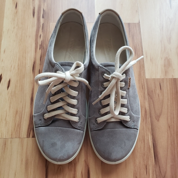 Ecco Soft 7 Gray Leather lace up sneakers - Picture 2 of 10